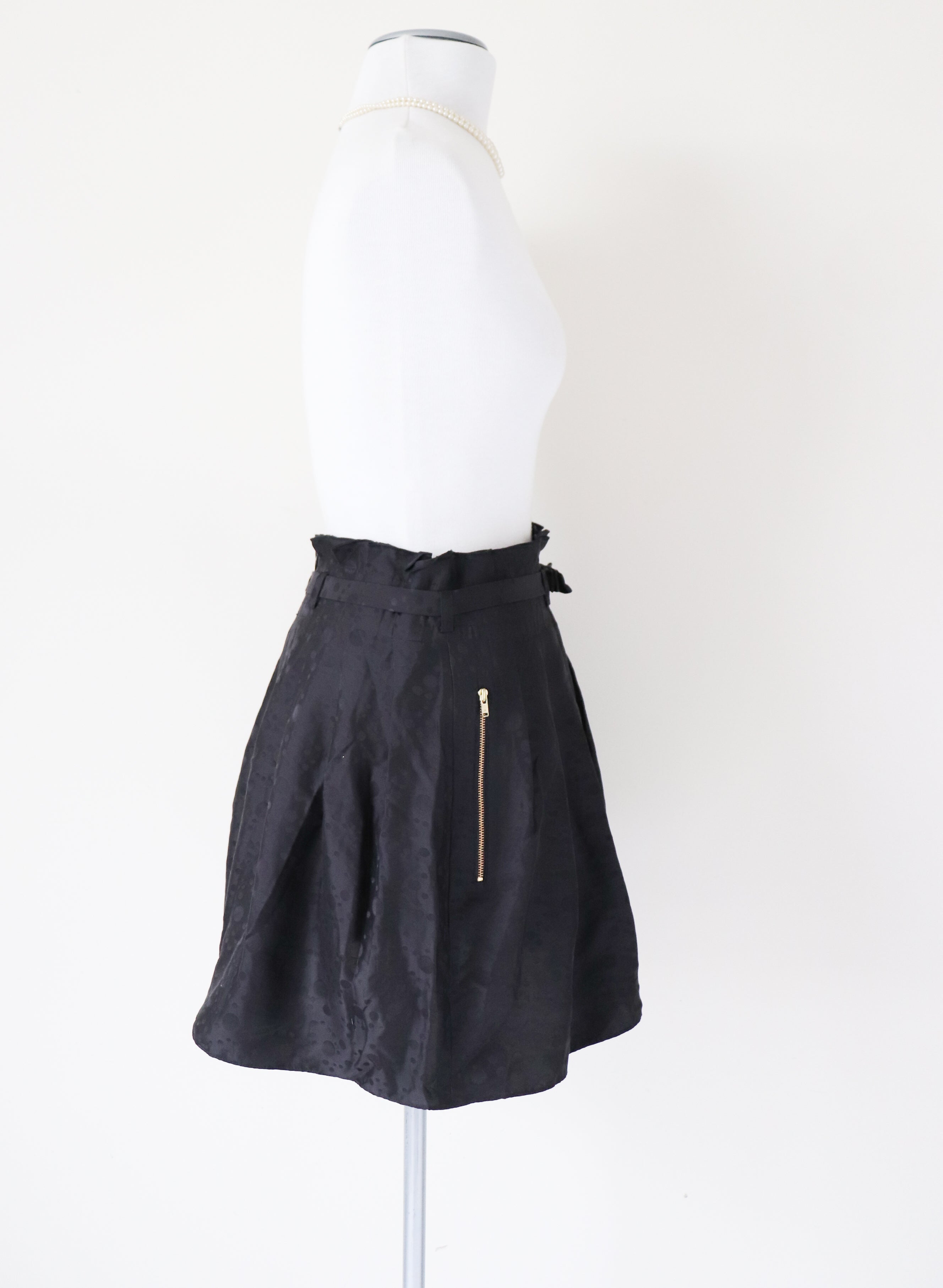 Jaeger Black Silk Mini Skirt - Extra Short - Fit  XS / S - UK 8 / 10