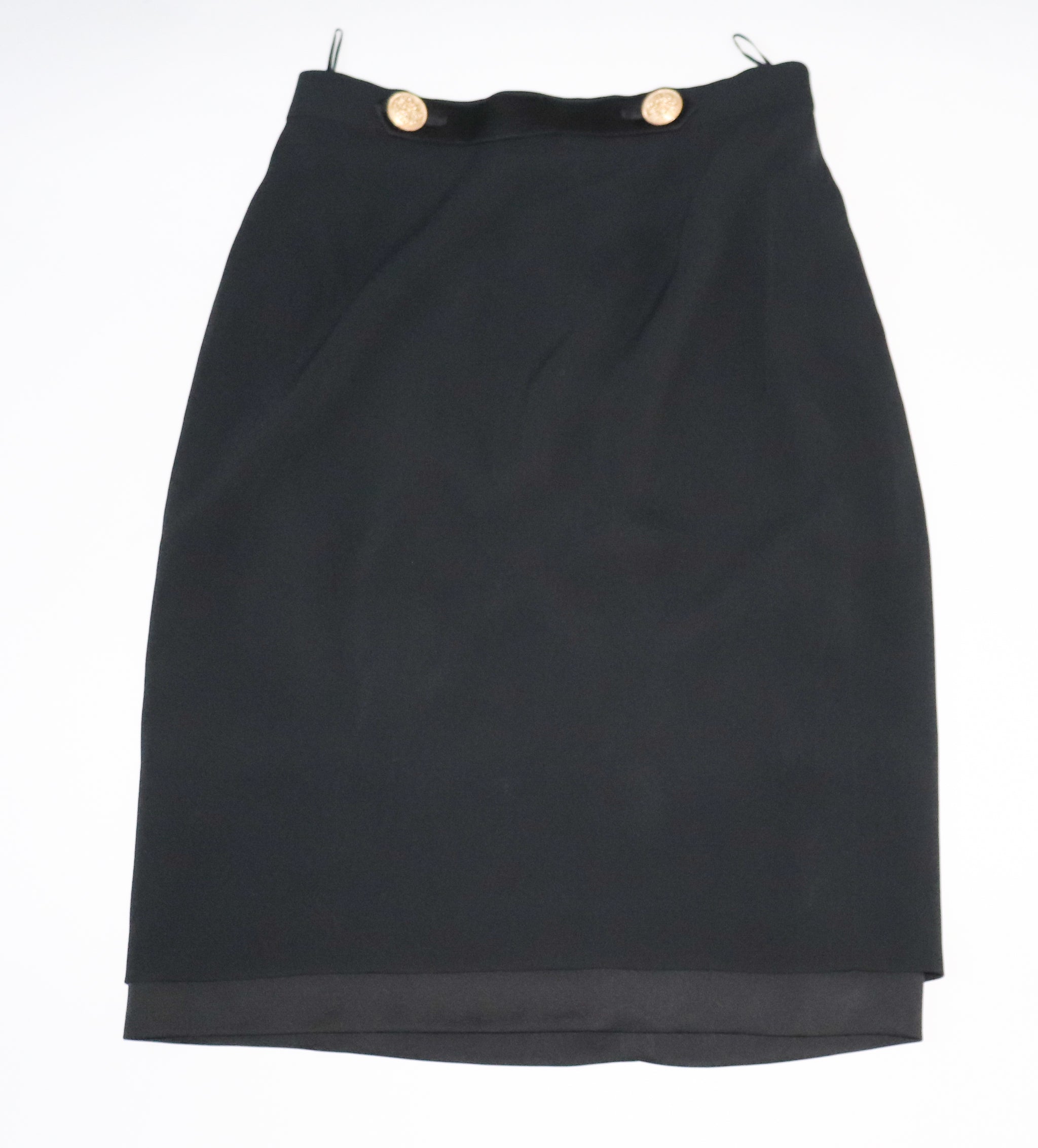 Elegance Black Straight Skirt - Vintage 1990s - Fit UK 10 / S