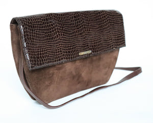 Brown Envelope Shoulder / Clutch  Bag - Vintage 1980s Crossbody - Leather / Suede - Medium