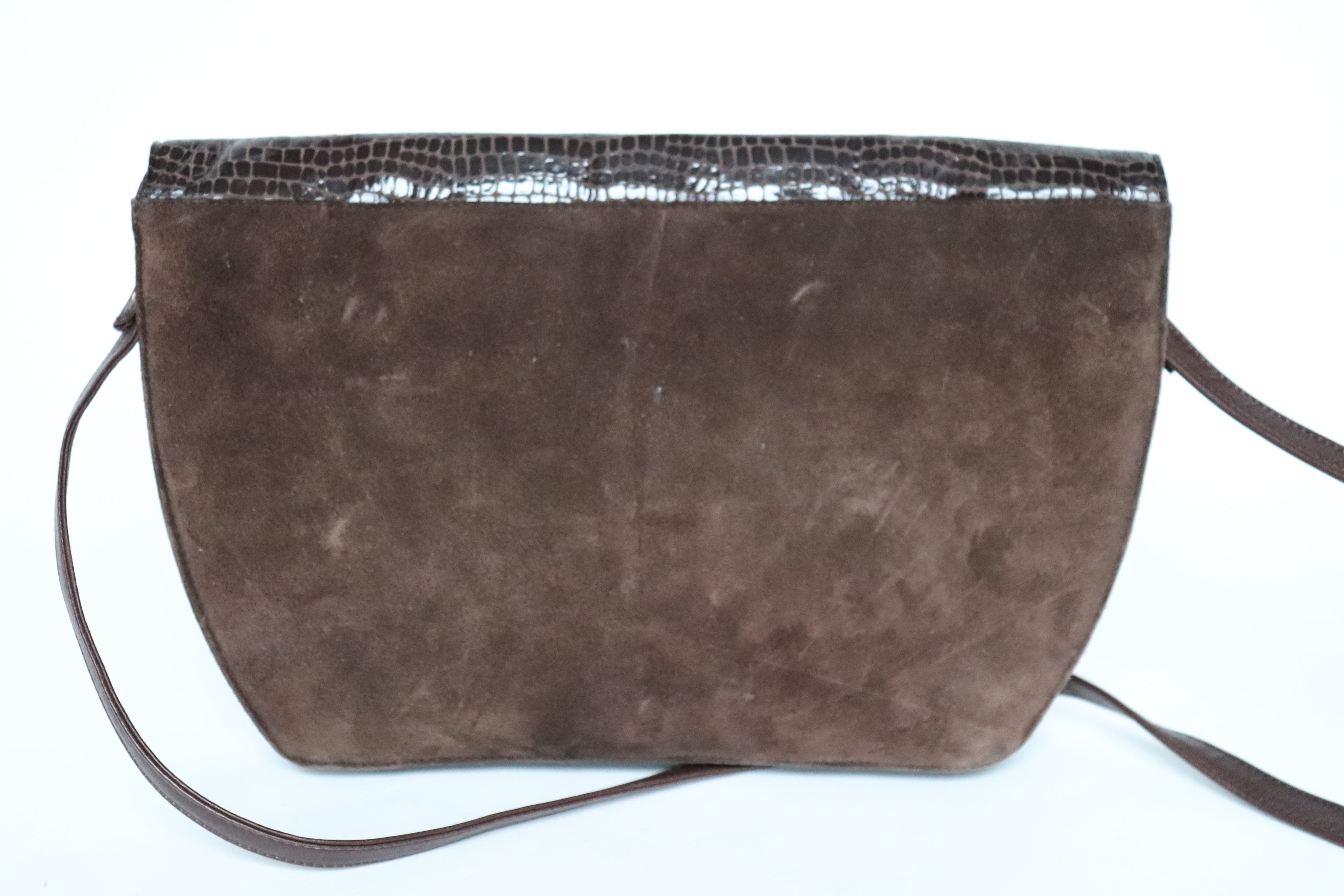 Brown Envelope Shoulder / Clutch  Bag - Vintage 1980s Crossbody - Leather / Suede - Medium