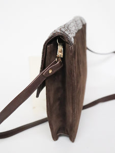 Brown Envelope Shoulder / Clutch  Bag - Vintage 1980s Crossbody - Leather / Suede - Medium