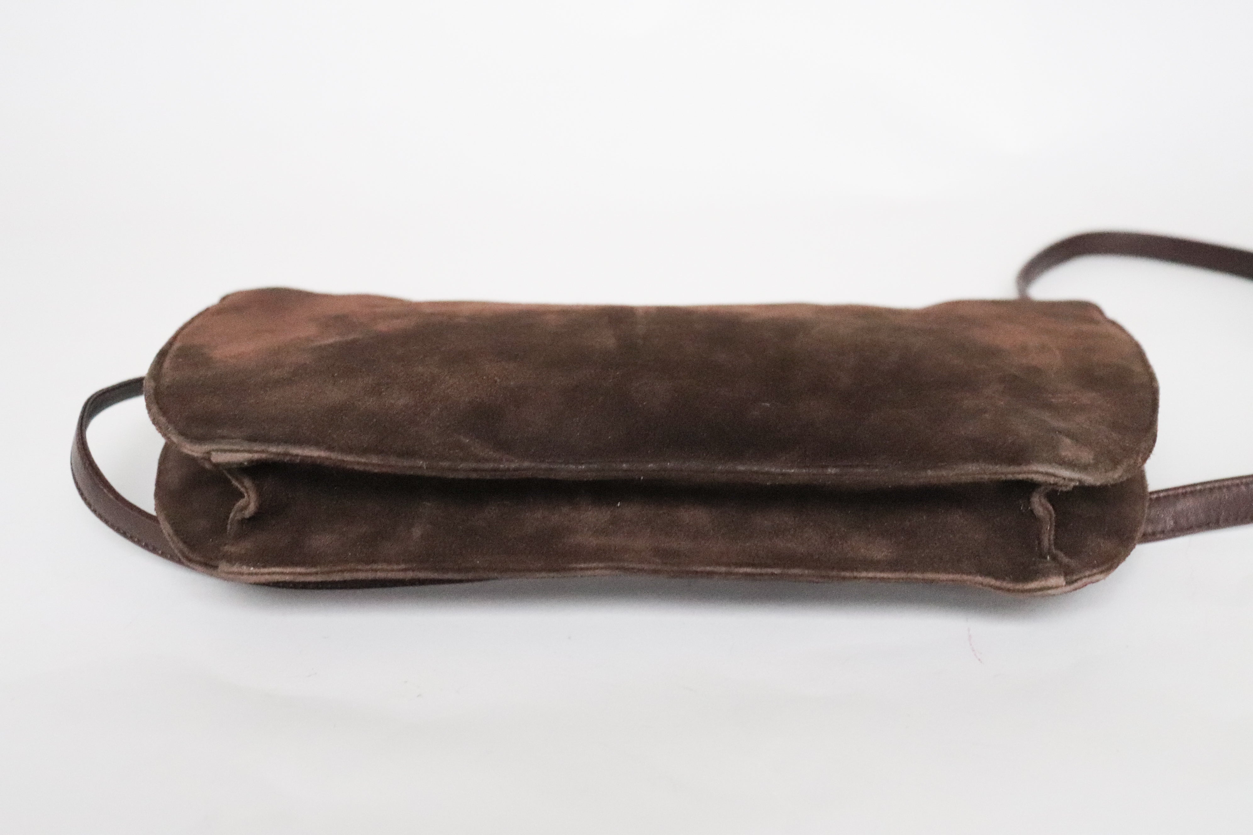 Brown Envelope Shoulder / Clutch  Bag - Vintage 1980s Crossbody - Leather / Suede - Medium