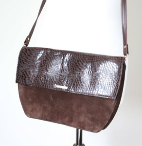 Brown Envelope Shoulder / Clutch  Bag - Vintage 1980s Crossbody - Leather / Suede - Medium