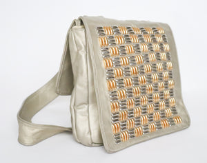 Vintage 1990 Gold Crossbody / Messenger  Bag - Leather - 2-way - Medium / Large
