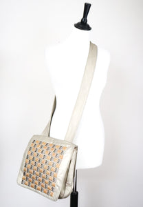Vintage 1990 Gold Crossbody / Messenger  Bag - Leather - 2-way - Medium / Large