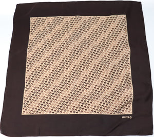 ZENITH Vintage Silk Scarf - 1980s Geometric Logo Print - Brown - LARGE