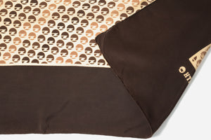 ZENITH Vintage Silk Scarf - 1980s Geometric Logo Print - Brown - LARGE