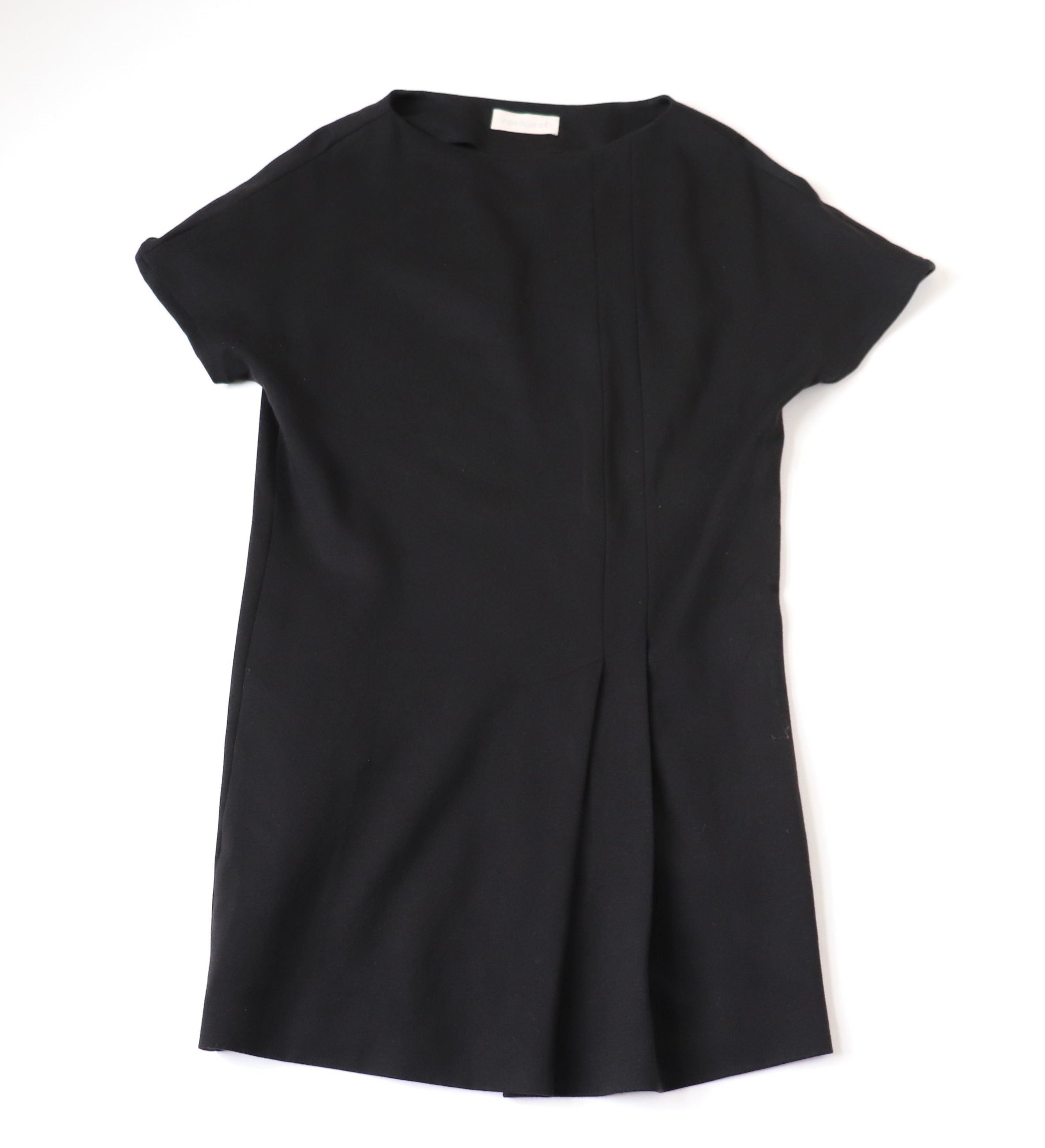 Cacharel Black Dress - Short Sleeve - Stretchy - Label F36 / GB 8 - Fit UK 10 / 12