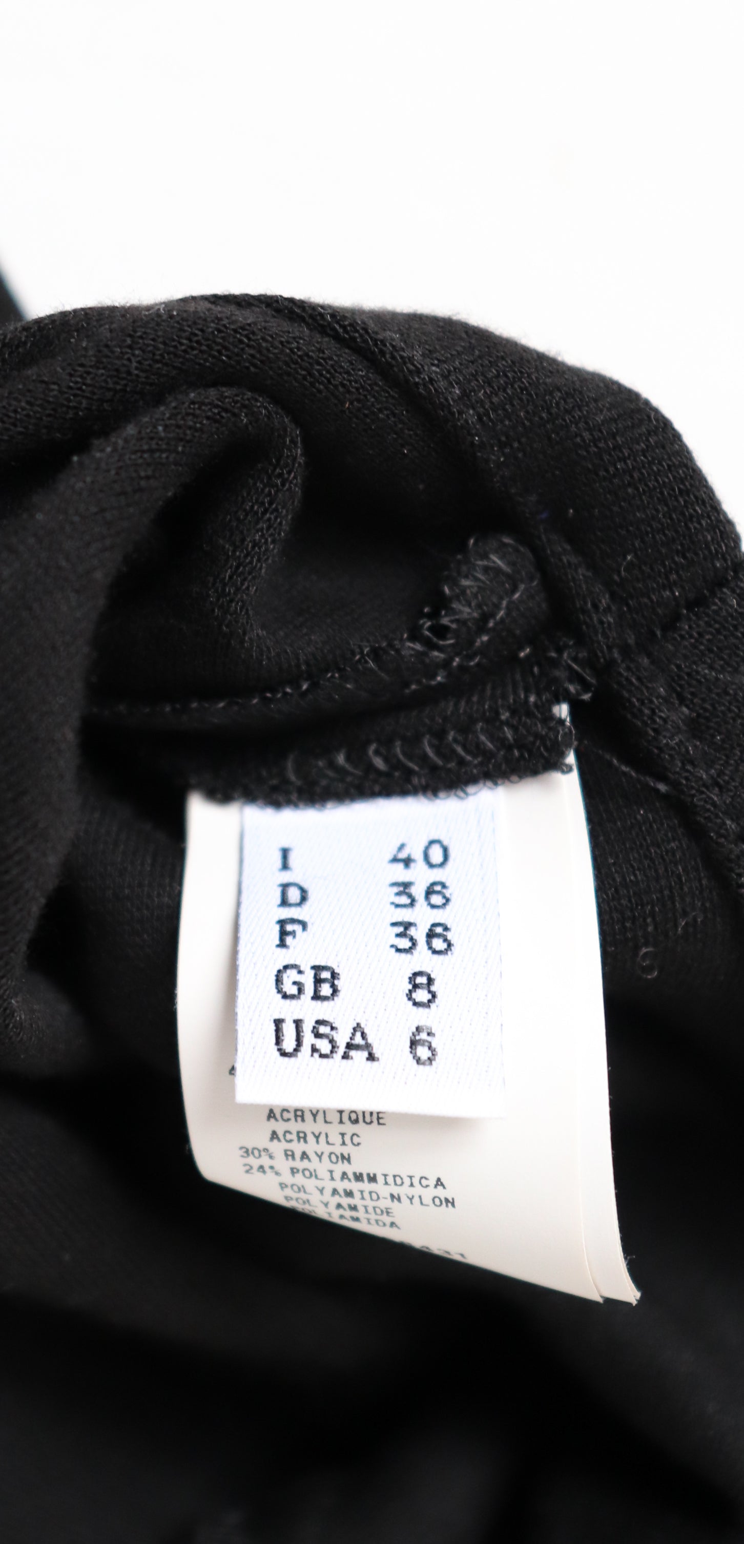 Cacharel Black Dress - Short Sleeve - Stretchy - Label F36 / GB 8 - Fit UK 10 / 12