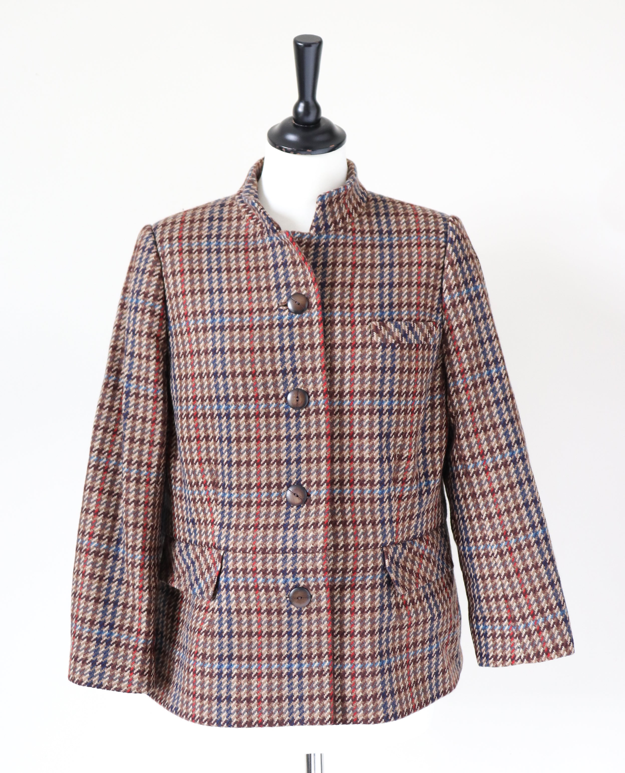 Brown Checked Wool Vintage Jacket - Couture Harzenmoser - M / UK 12