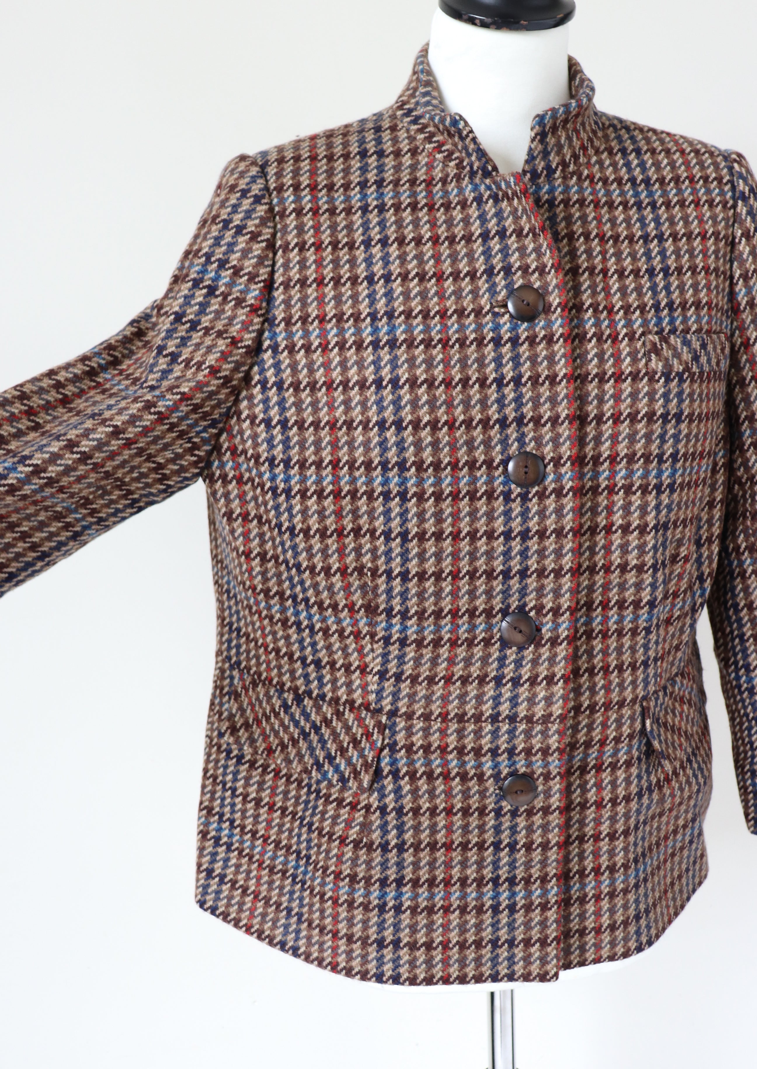 Brown Checked Wool Vintage Jacket - Couture Harzenmoser - M / UK 12