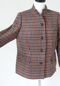 Brown Checked Wool Vintage Jacket - Couture Harzenmoser - M / UK 12