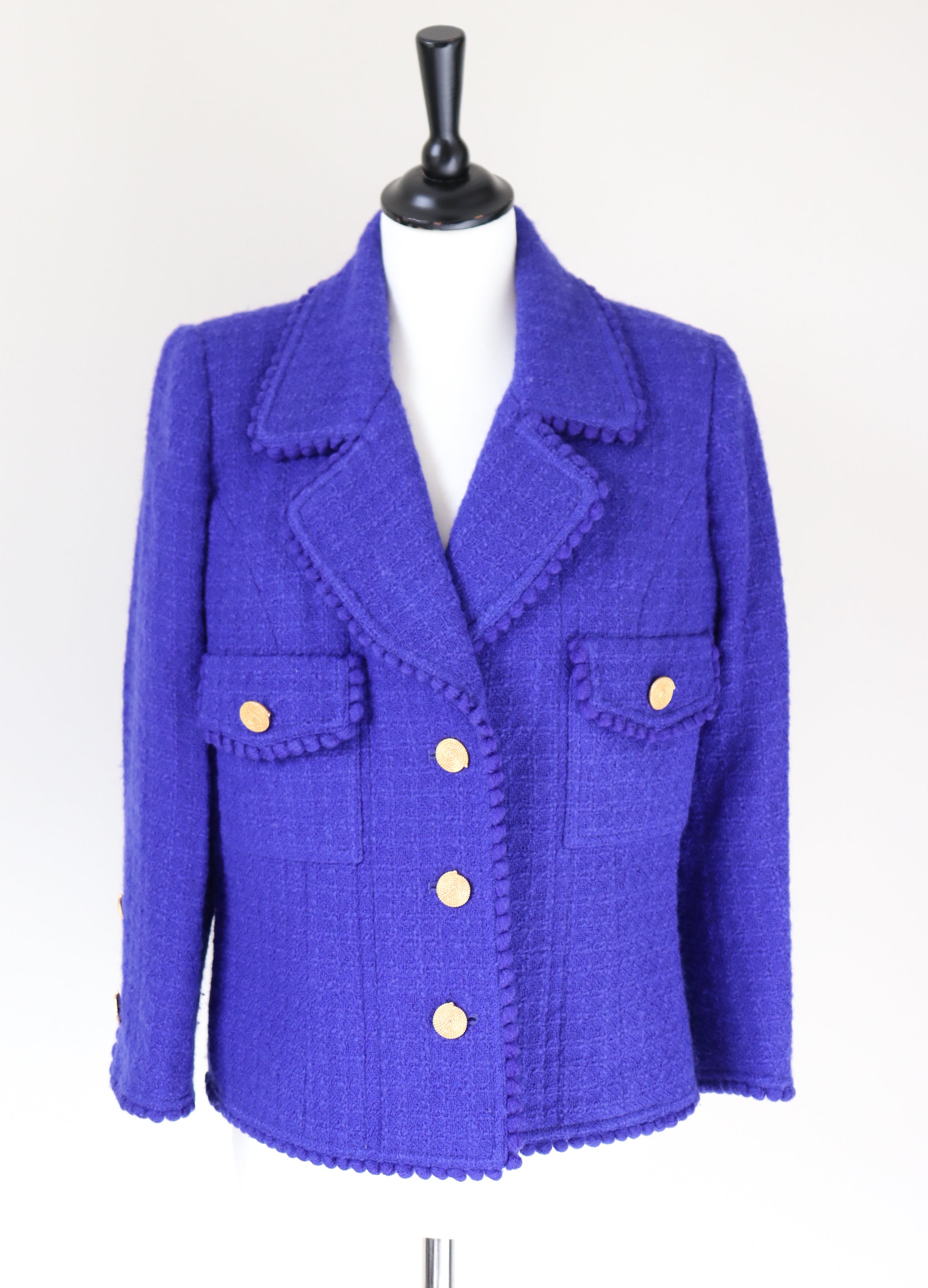 Gaston Favre Boucle Wool Jacket - Vintage - Violet Purple - M / UK 12