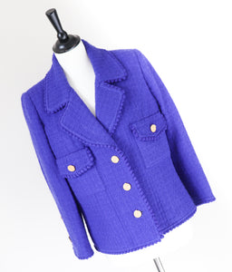 Gaston Favre Boucle Wool Jacket - Vintage - Violet Purple - M / UK 12