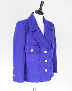 Gaston Favre Boucle Wool Jacket - Vintage - Violet Purple - M / UK 12