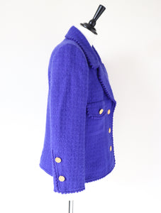 Gaston Favre Boucle Wool Jacket - Vintage - Violet Purple - M / UK 12