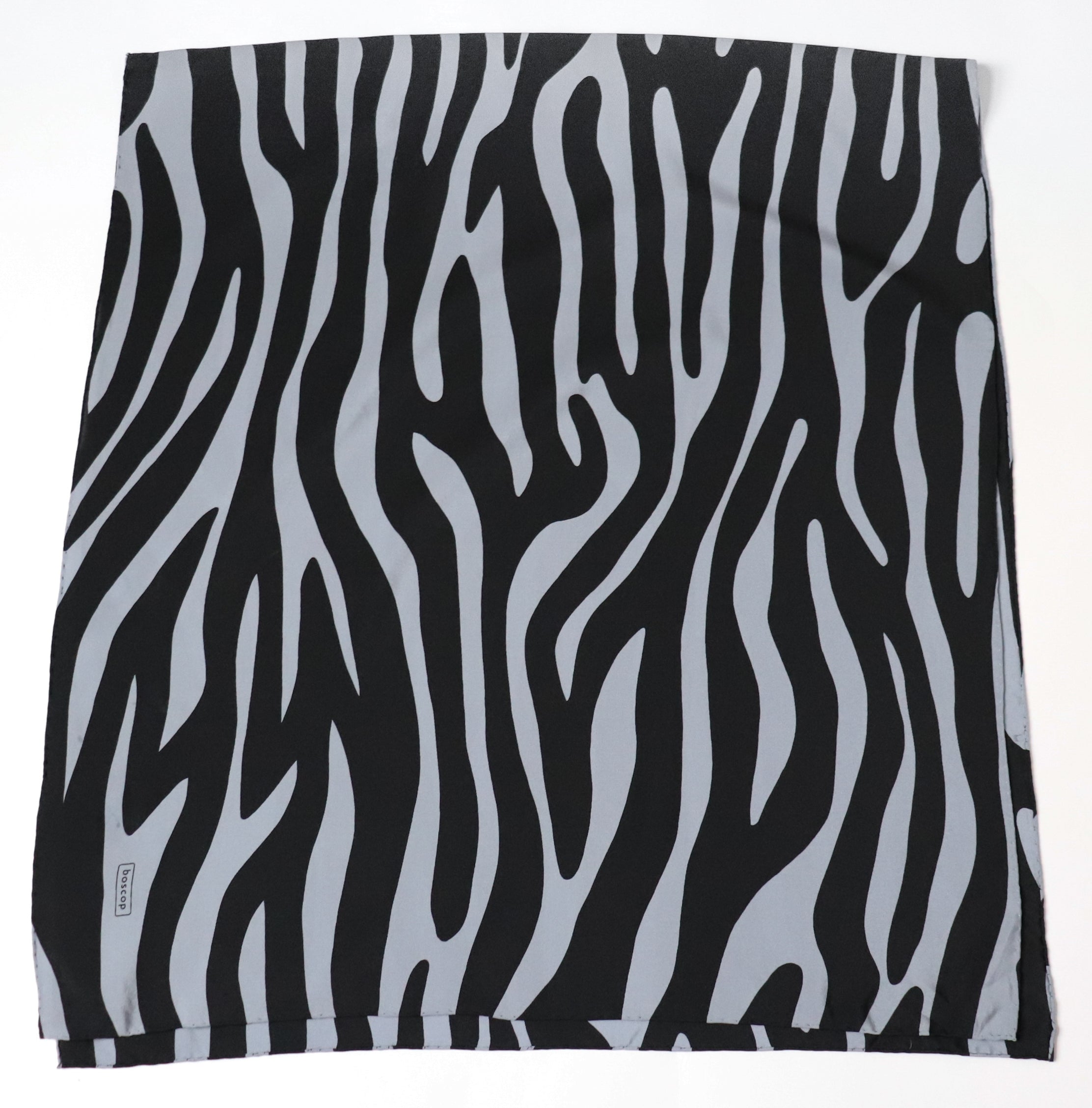 Boscop Zebra Print Vintage Silk Scarf - Grey / Black  -  Rectangle / LARGE