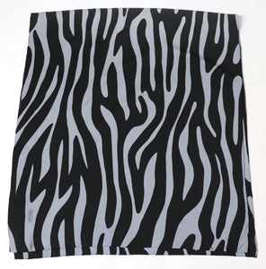 Boscop Zebra Print Vintage Silk Scarf - Grey / Black  -  Rectangle / LARGE