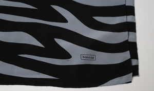 Boscop Zebra Print Vintage Silk Scarf - Grey / Black - Rectangle / LARGE