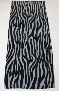 Boscop Zebra Print Vintage Silk Scarf - Grey / Black - Rectangle / LARGE