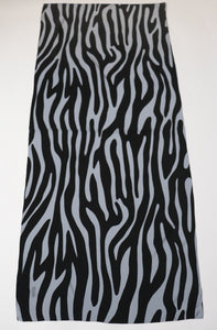 Boscop Zebra Print Vintage Silk Scarf - Grey / Black  -  Rectangle / LARGE