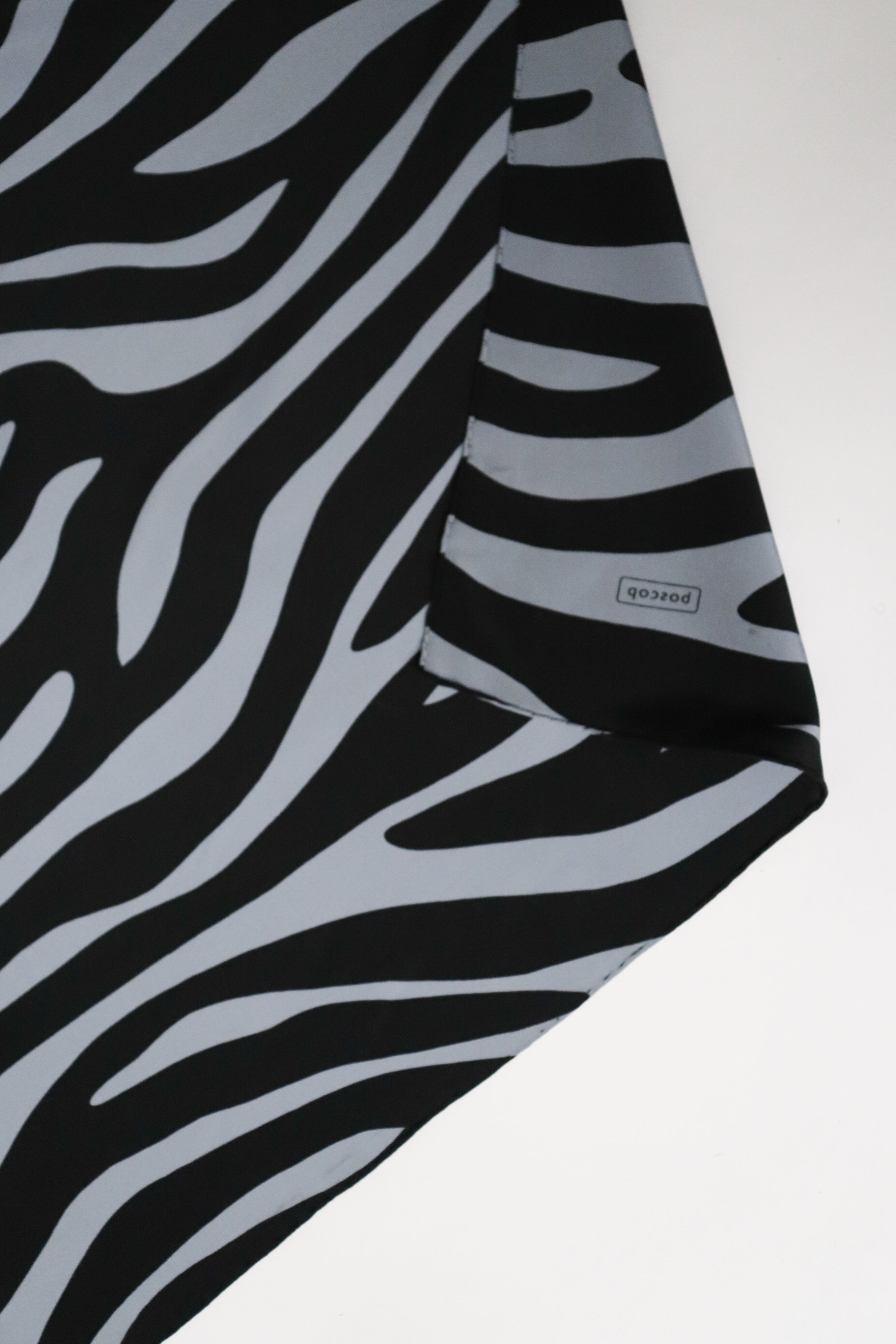 Boscop Zebra Print Vintage Silk Scarf - Grey / Black - Rectangle / LARGE