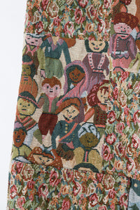 Woven Tapestry Long Waistcoat / Gilet - Vintage 1980s - L / XL - UK 14 / 16
