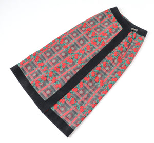 Vintage 1990s Midi Wrap Skirt - Red / Green Plaid Roses - Souleiado - XS / S - Fit UK 8 / 10