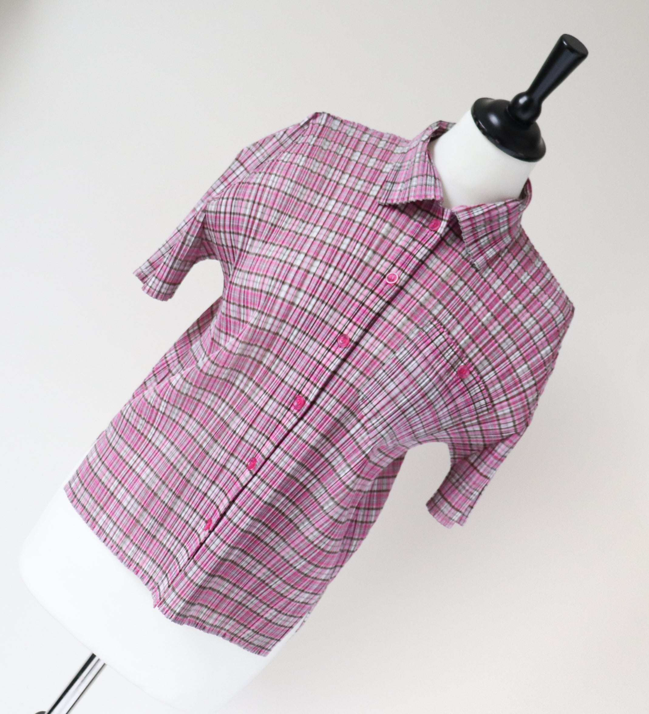 Issey Miyake Pleats Please Top - Short Sleeve Shirt - Pink - JPN 3  ( Fit M / UK 12 )