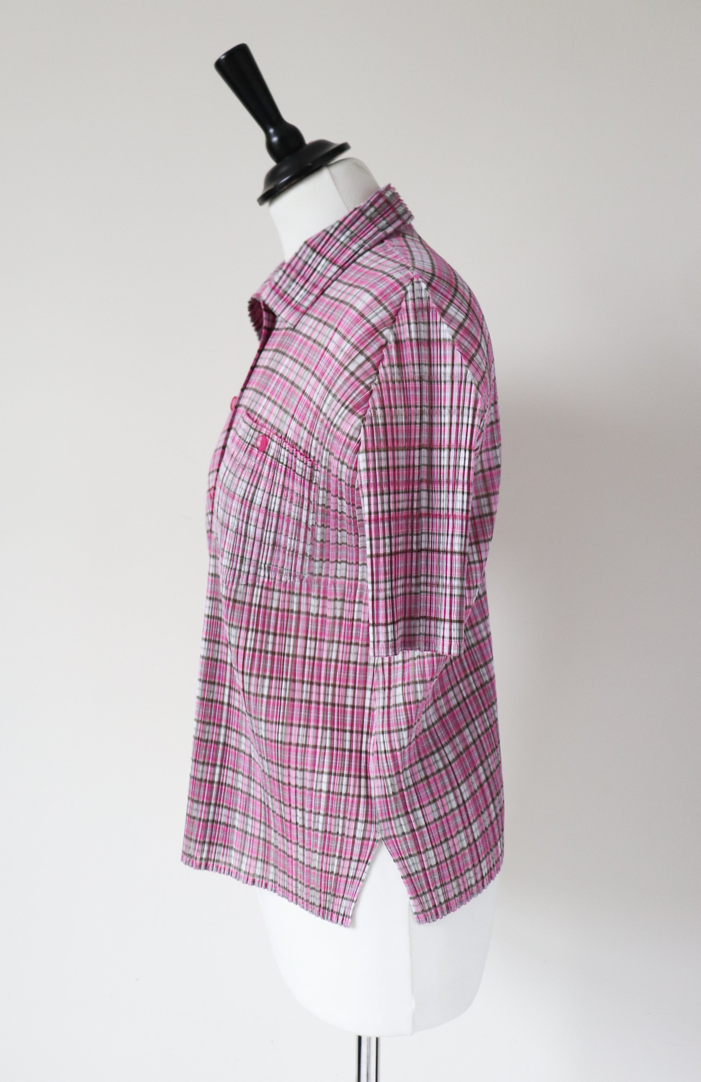 Issey Miyake Pleats Please Top - Short Sleeve Shirt - Pink - JPN 3  ( Fit M / UK 12 )