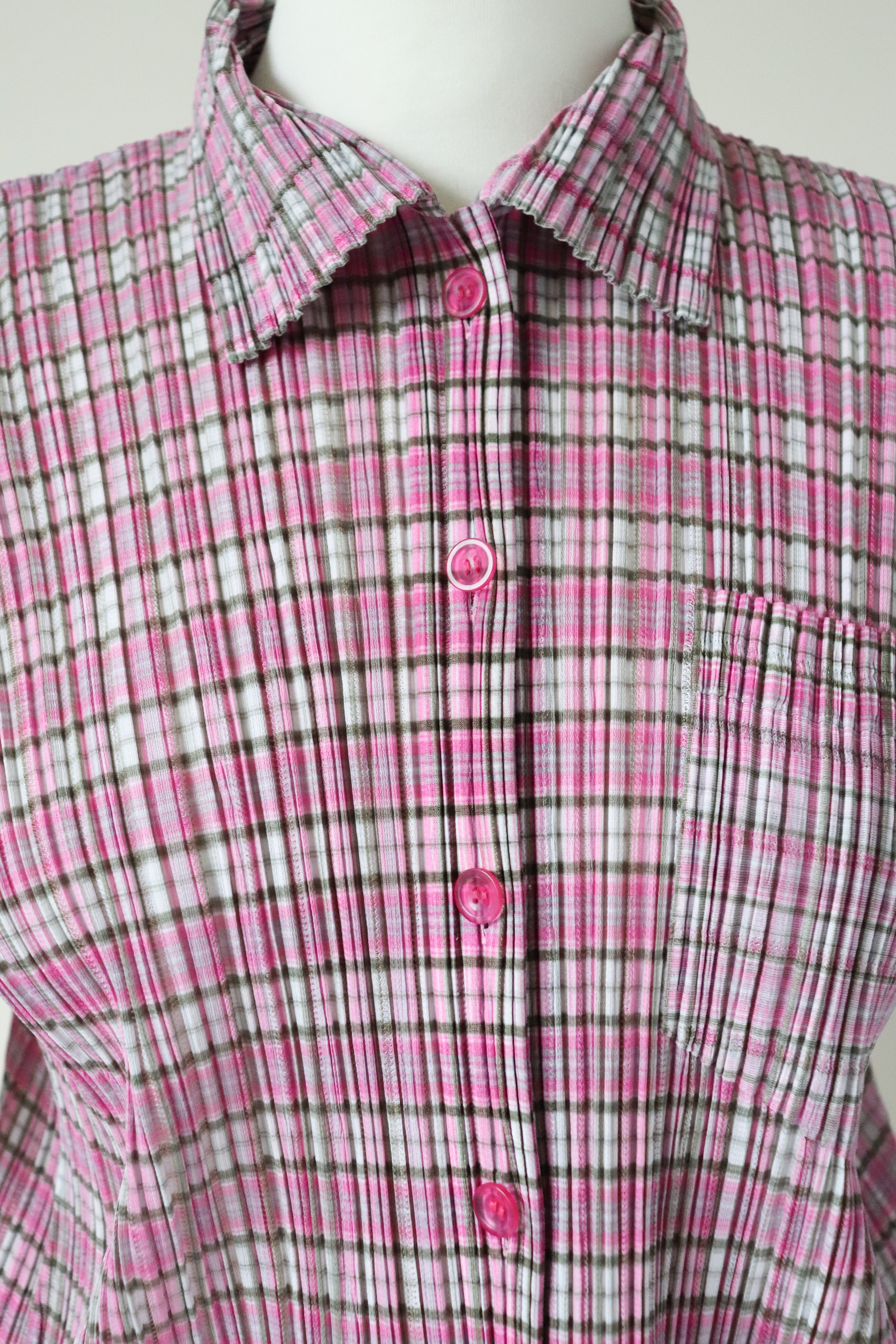 Issey Miyake Pleats Please Top - Short Sleeve Shirt - Pink - JPN 3  ( Fit M / UK 12 )