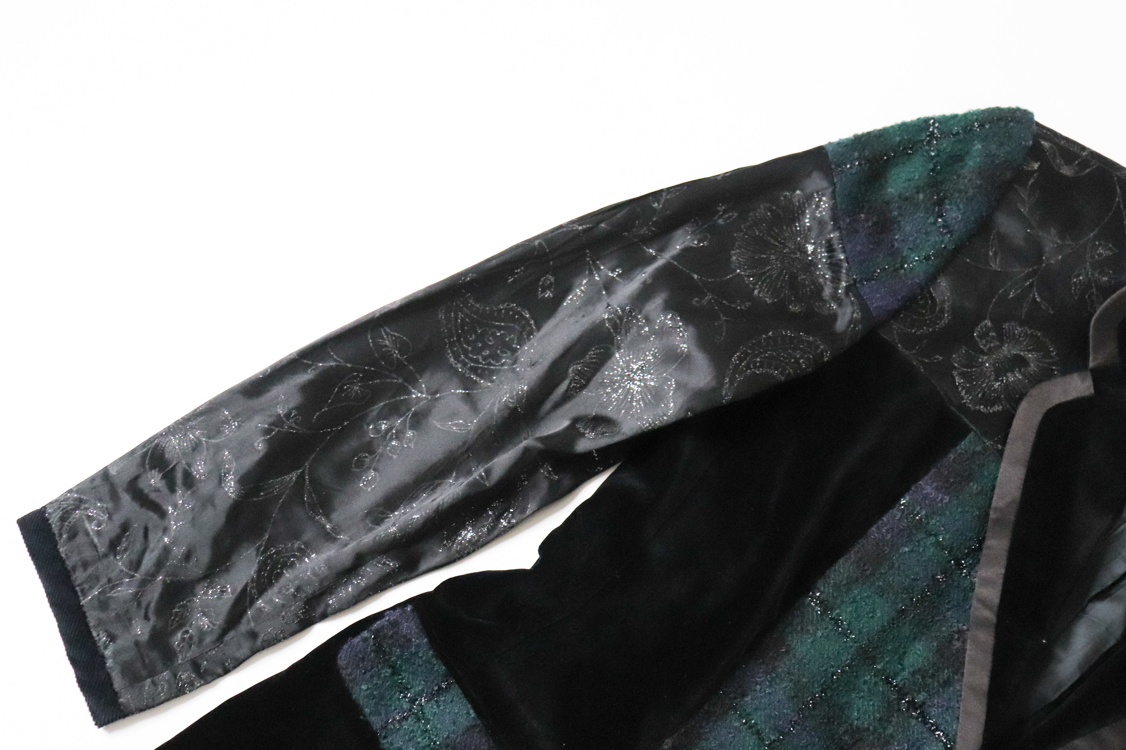 Antonette Plaid Evening Jacket - Green / Black Wool / Velvet - M / UK 12