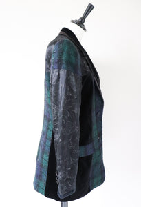Antonette Plaid Evening Jacket - Green / Black Wool / Velvet - M / UK 12
