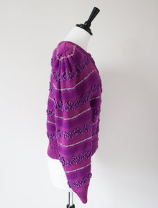 Vintage Knitted Cropped Cardigan -1980s - Purple - S / M /  UK 10 / 12