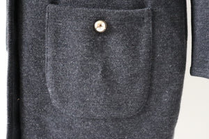 Knitted Dress / Coatigan - Grey 100% Wool - Vintage - M  / UK 12