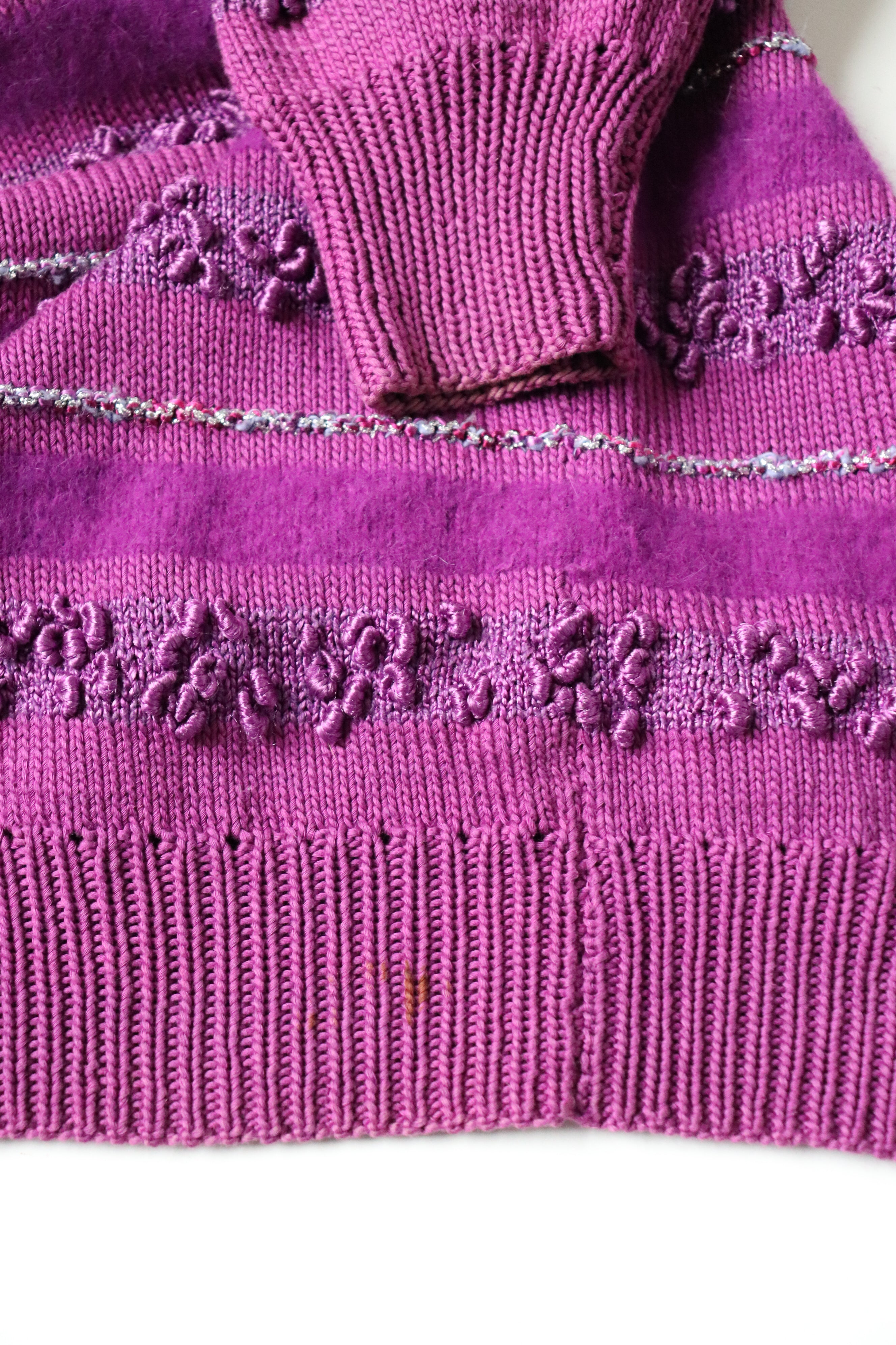 Vintage Knitted Cropped Cardigan -1980s - Purple - S / M /  UK 10 / 12