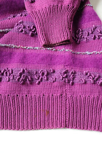 Vintage Knitted Cropped Cardigan -1980s - Purple - S / M /  UK 10 / 12
