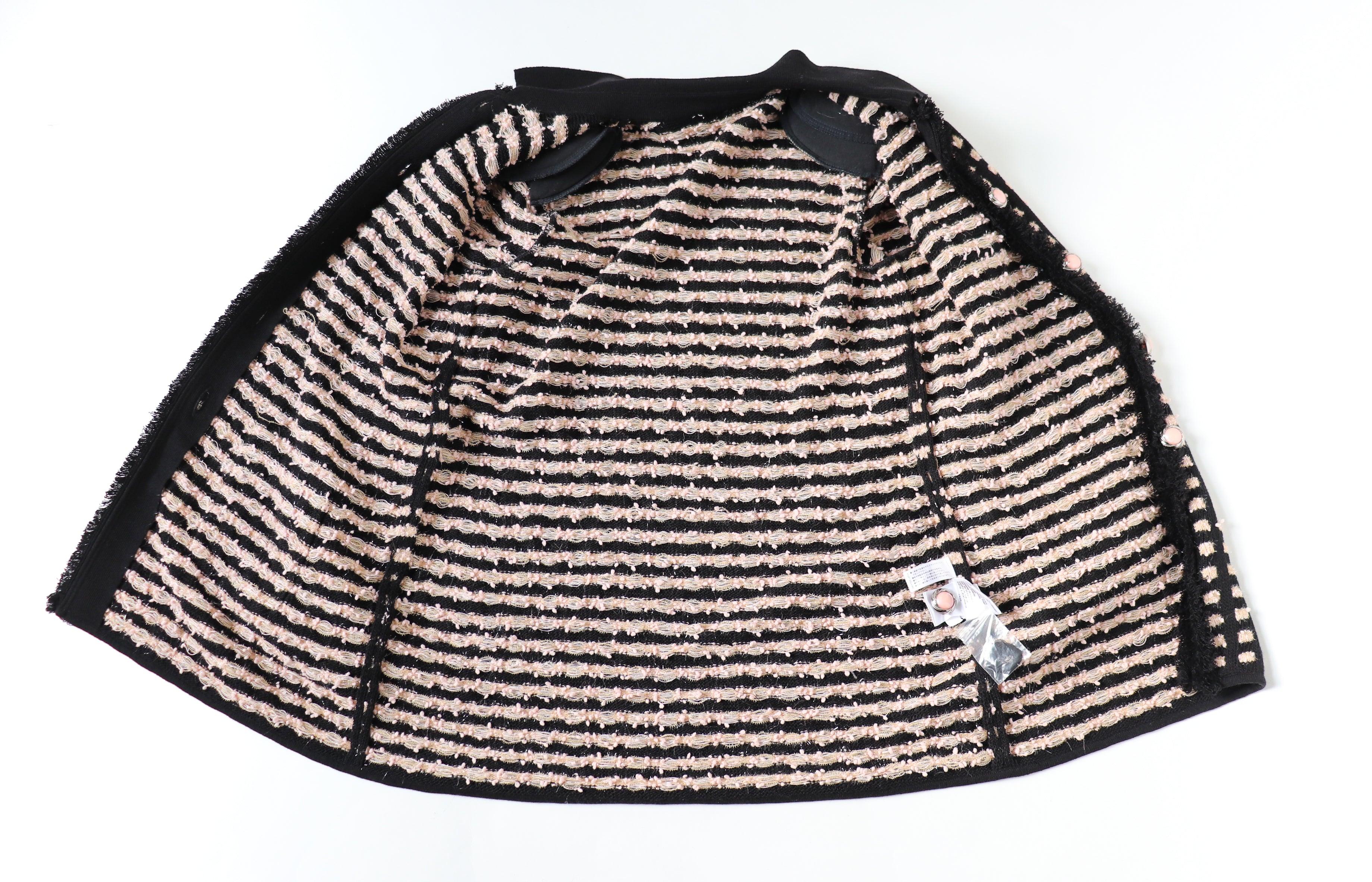 Knitted Boucle Cardigan Jacket - Black / Pink - Label 16 - Fit L /  UK 14