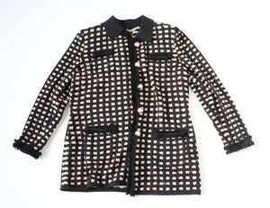 Knitted Boucle Cardigan Jacket - Black / Pink - Label 16 - Fit L /  UK 14