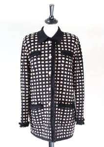 Knitted Boucle Cardigan Jacket - Black / Pink - Label 16 - Fit L /  UK 14
