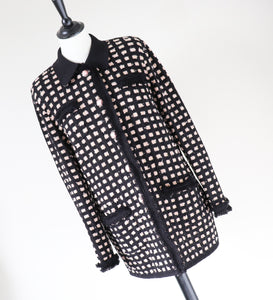 Knitted Boucle Cardigan Jacket - Black / Pink - Label 16 - Fit L /  UK 14