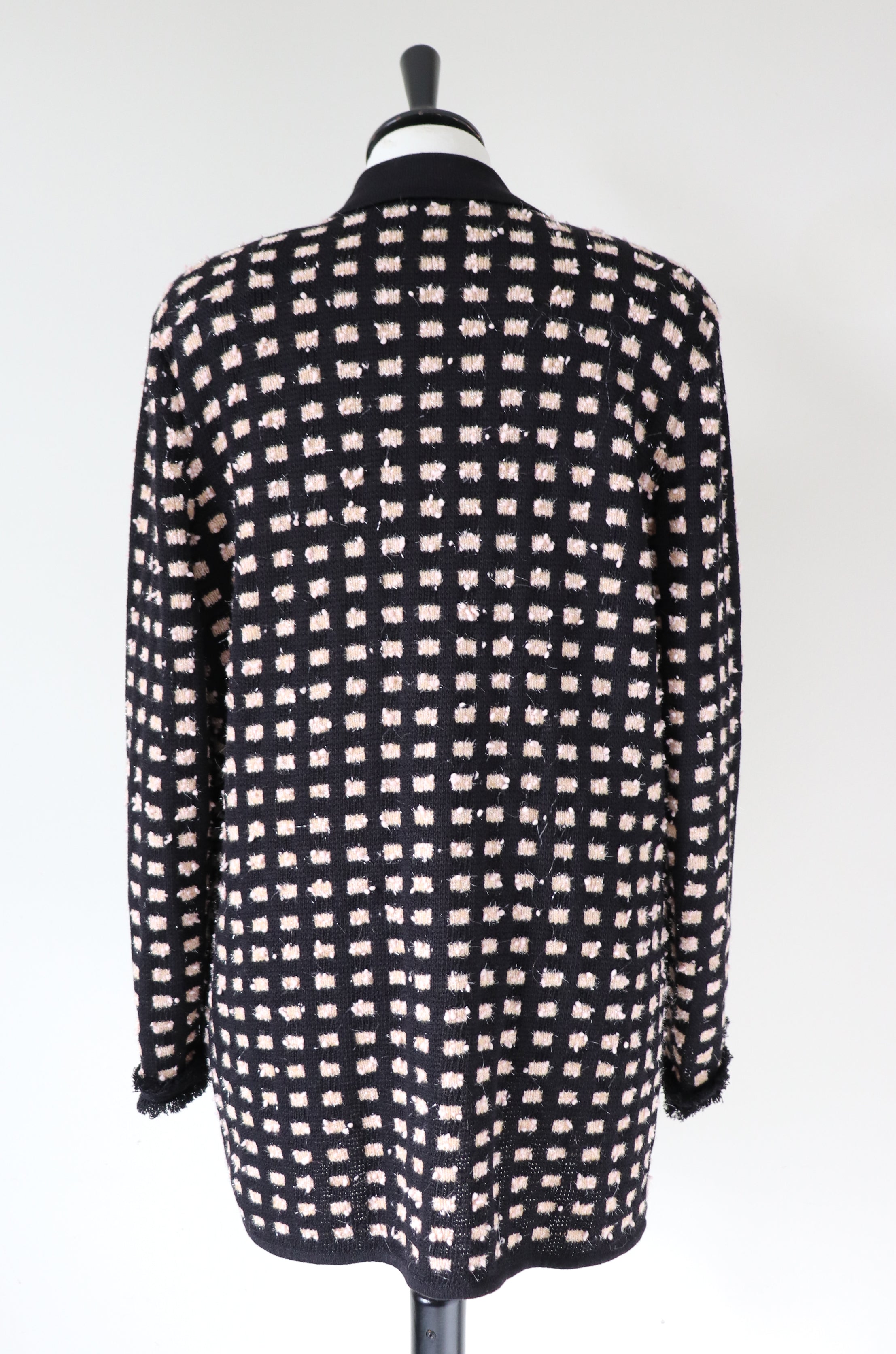 Knitted Boucle Cardigan Jacket - Black / Pink - Label 16 -  Fit L /  UK 14
