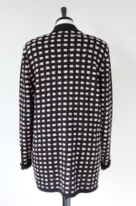 Knitted Boucle Cardigan Jacket - Black / Pink - Label 16 - Fit L /  UK 14