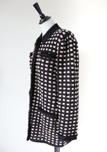 Knitted Boucle Cardigan Jacket - Black / Pink - Label 16 - Fit L /  UK 14