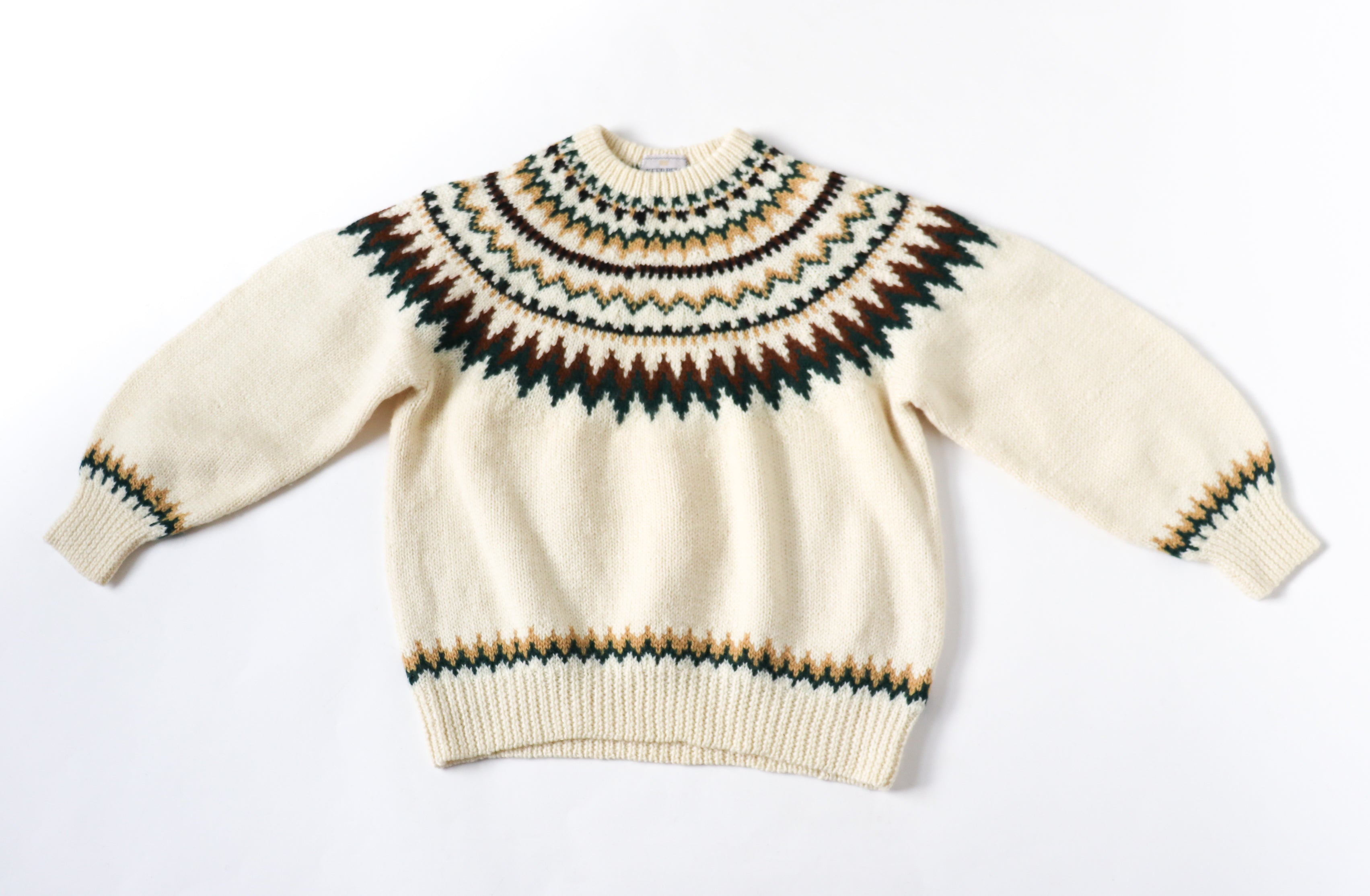 Nordic Style Hand Knit Jumper - Cream Wool -  M / UK 12