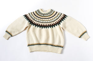 Nordic Style Hand Knit Jumper - Cream Wool - M / UK 12