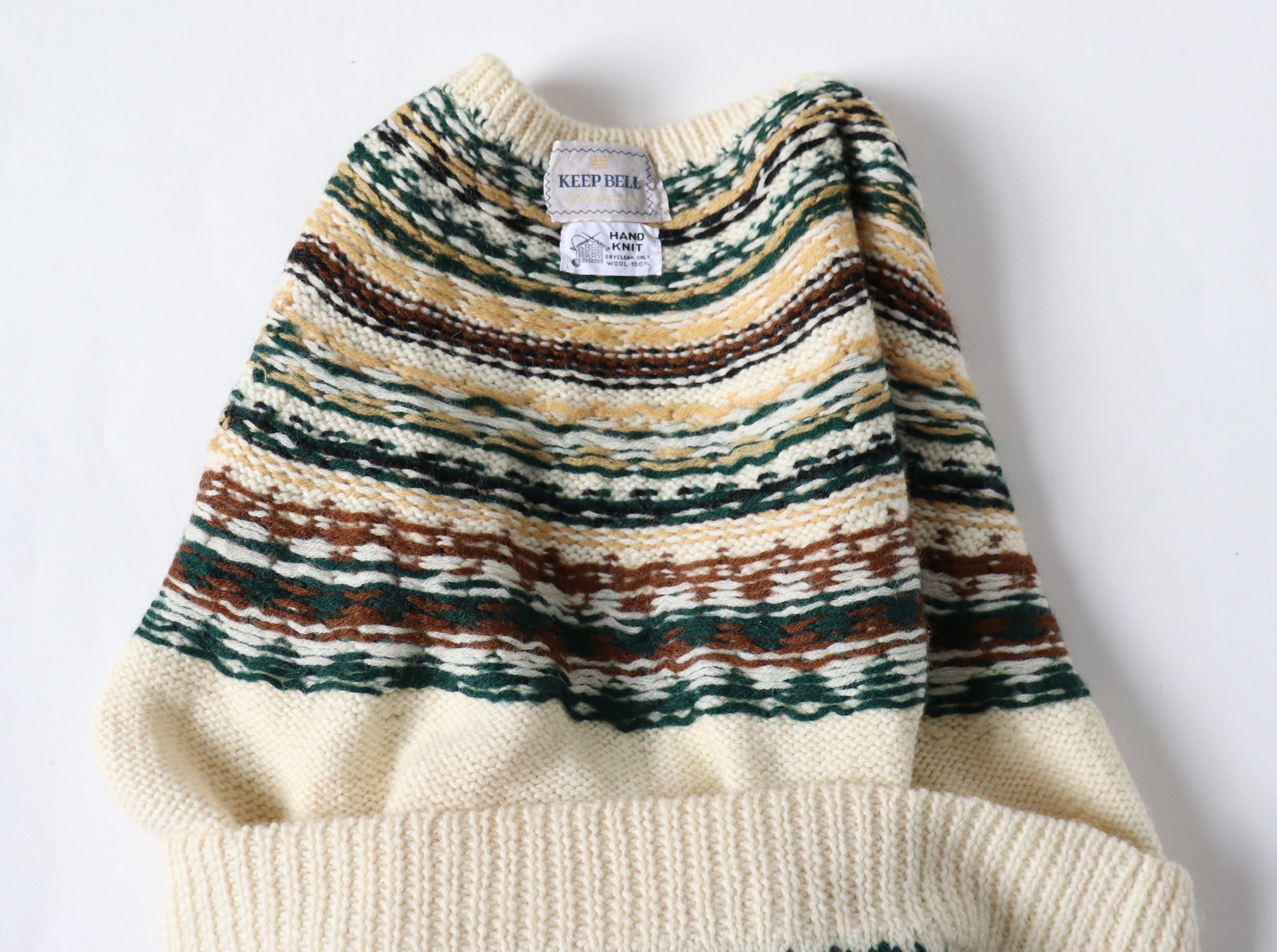Nordic Style Hand Knit Jumper - Cream Wool - M / UK 12