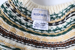 Nordic Style Hand Knit Jumper - Cream Wool - M / UK 12