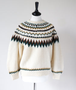 Nordic Style Hand Knit Jumper - Cream Wool - M / UK 12