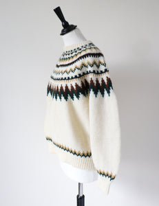 Nordic Style Hand Knit Jumper - Cream Wool - M / UK 12